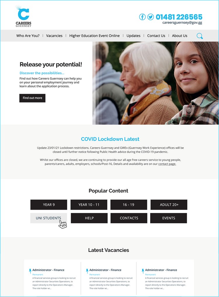 Careers Guernsey website by Submarine