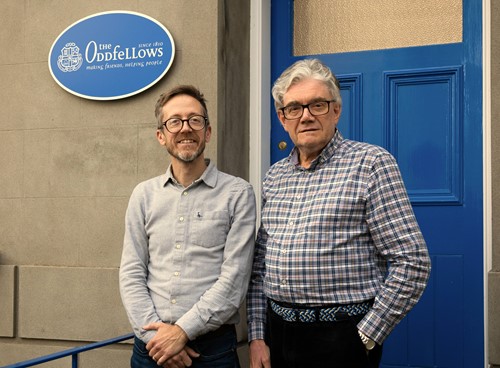 Don Lowe & David Elliston outside the Oddfellows office