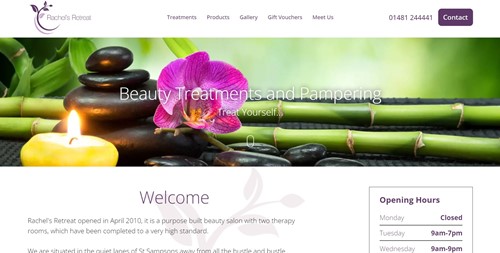 A new website for Rachel's Retreat Beauty Salon, Guernsey.