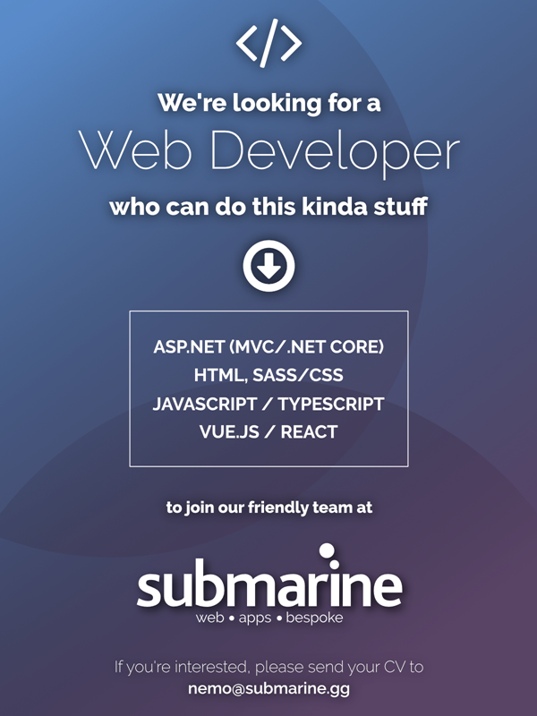 We're looking for a Web Developer